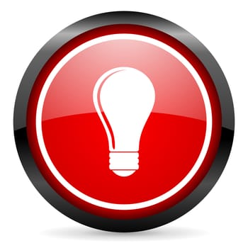 light bulb round red glossy icon on white background