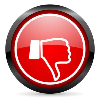 thumb down round red glossy icon on white background
