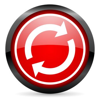 reload round red glossy icon on white background