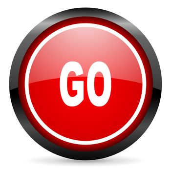 go round red glossy icon on white background
