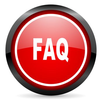 faq round red glossy icon on white background