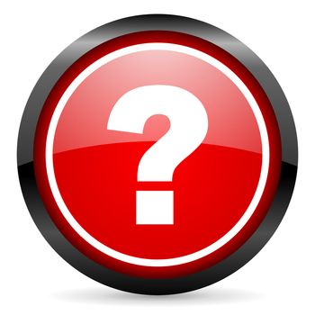 question mark round red glossy icon on white background