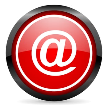 at round red glossy icon on white background