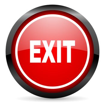 exit round red glossy icon on white background