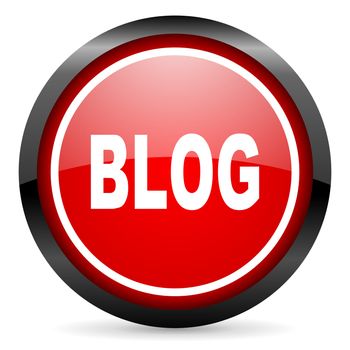 blog round red glossy icon on white background