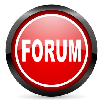 forum round red glossy icon on white background