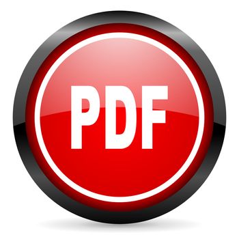pdf round red glossy icon on white background