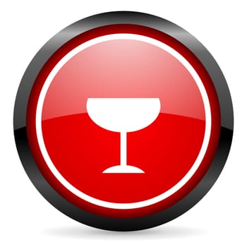 glass round red glossy icon on white background
