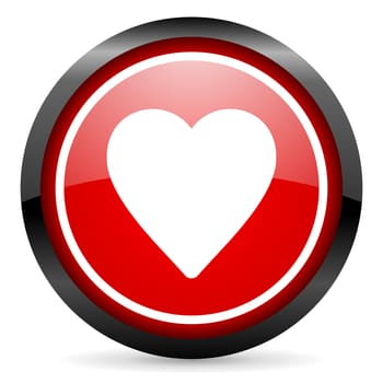 heart round red glossy icon on white background