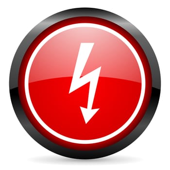 lightning round red glossy icon on white background