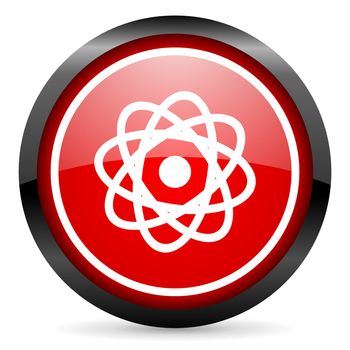 atom round red glossy icon on white background