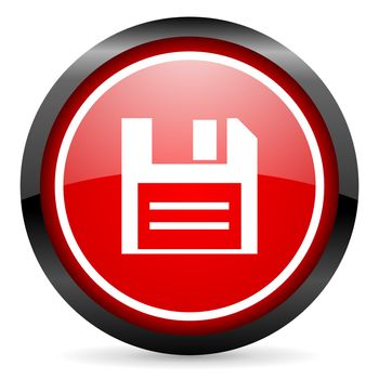 disk round red glossy icon on white background