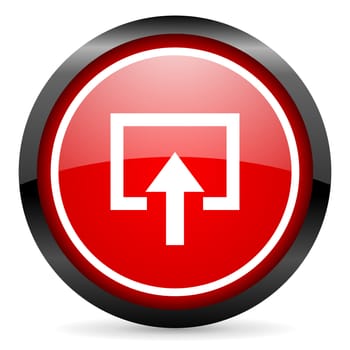 enter round red glossy icon on white background
