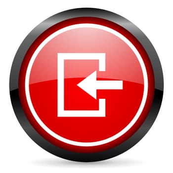 enter round red glossy icon on white background