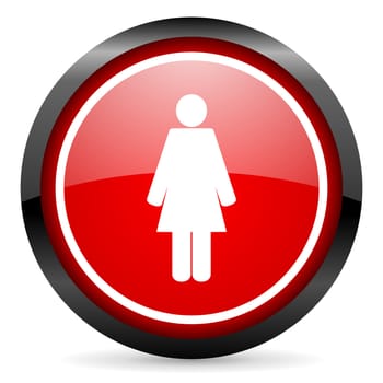 woman round red glossy icon on white background