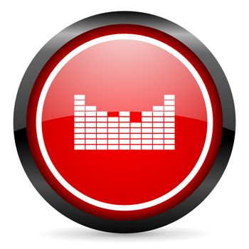 sound round red glossy icon on white background