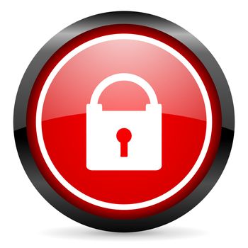 protect round red glossy icon on white background