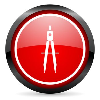 e-learning round red glossy icon on white background