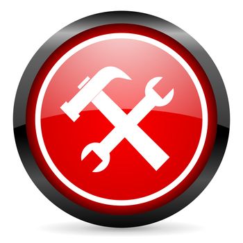 tools round red glossy icon on white background
