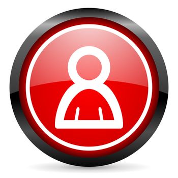 contact round red glossy icon on white background