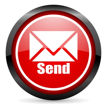 send round red glossy icon on white background
