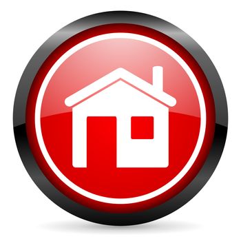home round red glossy icon on white background
