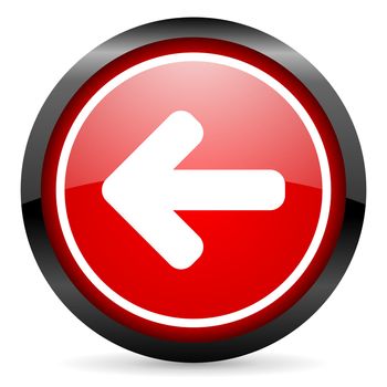 arrow left round red glossy icon on white background