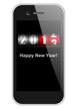 2013 new years illustration with mobile phone and counter