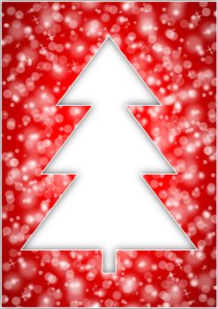 christmas tree with snowflakes on red background