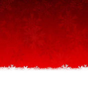 red christmas card with snowflakes