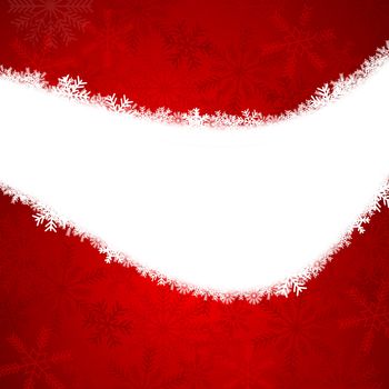 red christmas card with snowflakes