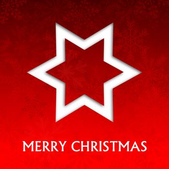 red christmas card with snowflakes illustration