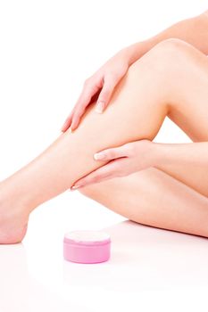 Legs cosmetic treatment, isolate on white background