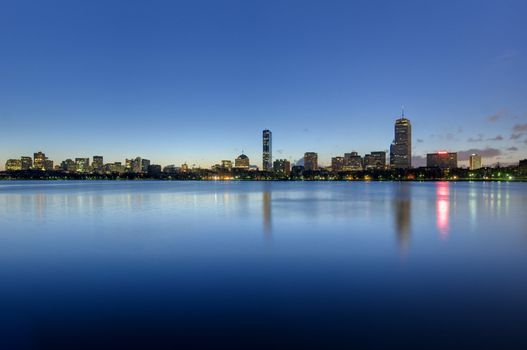 Skyline of Boston's Back Bay area seen at dawn