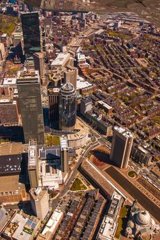 Boston's Back Bay area and downtown from the air