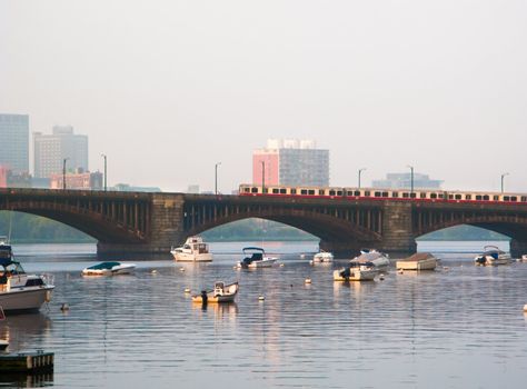 MBTA Red Line crossing Boston's Longfellow Bridge