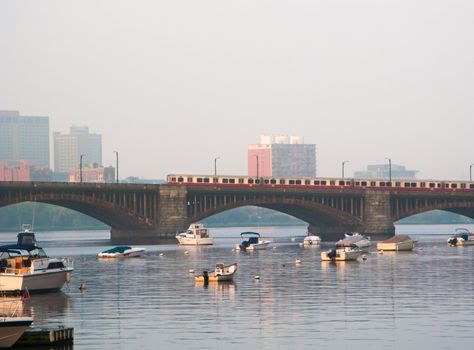 MBTA Red Line crossing Boston's Longfellow Bridge