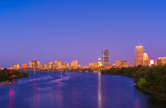 View of Boston, Cambridge, Harvard Boathouse, Charles River