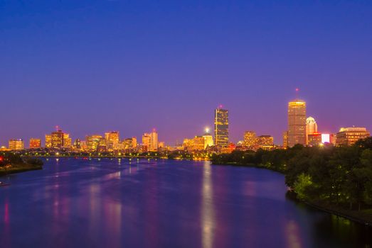 View of Boston, Cambridge, Harvard Boathouse, Charles River