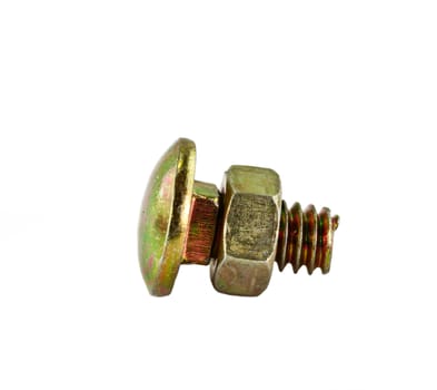 various views of the bolt and nut , Closeup isolated on a white