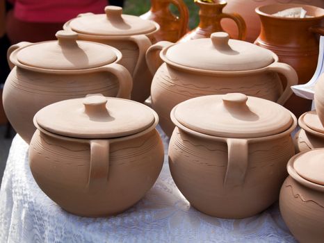 Macro of a lot of pottery stuffes