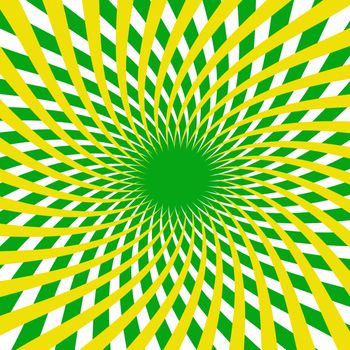 Background. Green and yellow twisted radial rays