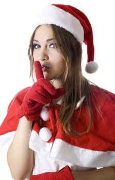 Young happy girl in Christmas hat.