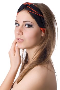 Portrait of beautiful spa girl. Isolated over white background.