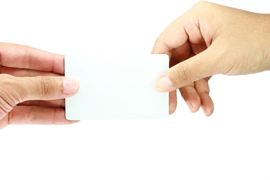 blank business card on white background.