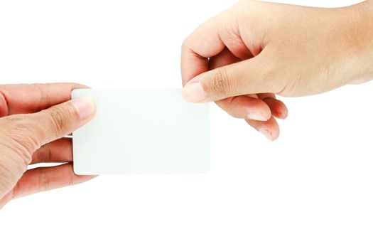 blank business card on white background.