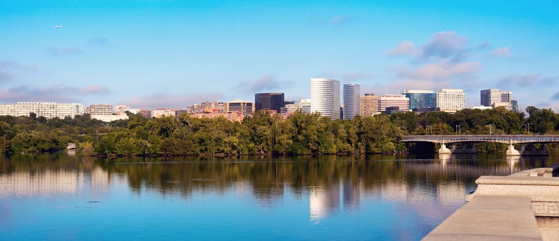 Downtown of Arlington, Virginia and Potomac River - panoramic view.