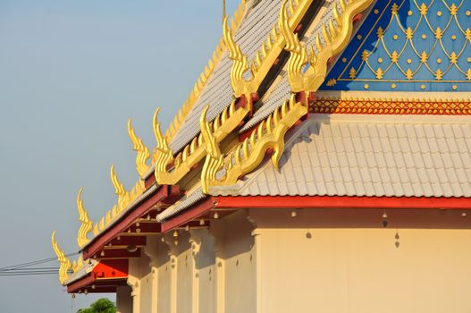 Roof of beautiful Thai Buddhism temple at Wat Pleng temple, Bangkok, Thailand