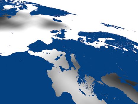 Blue map of european continent with soft shadow on white background. Elements of this image furnished by NASA