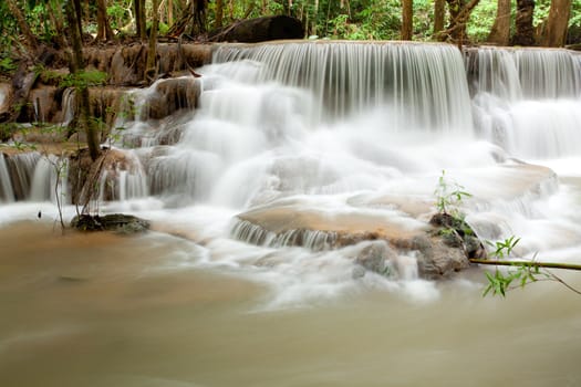 Water flowing in Tropical Waterfall Thailand